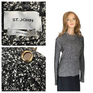 St. John Monochrome Textured Knit sweater size L